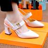 Fashion Womens Shoes Brand Yellow Open Toe Comfort Mid Heel Pumps Spring Summer High Heel Party Banquet Shoes Lady Elegant Black Sandals