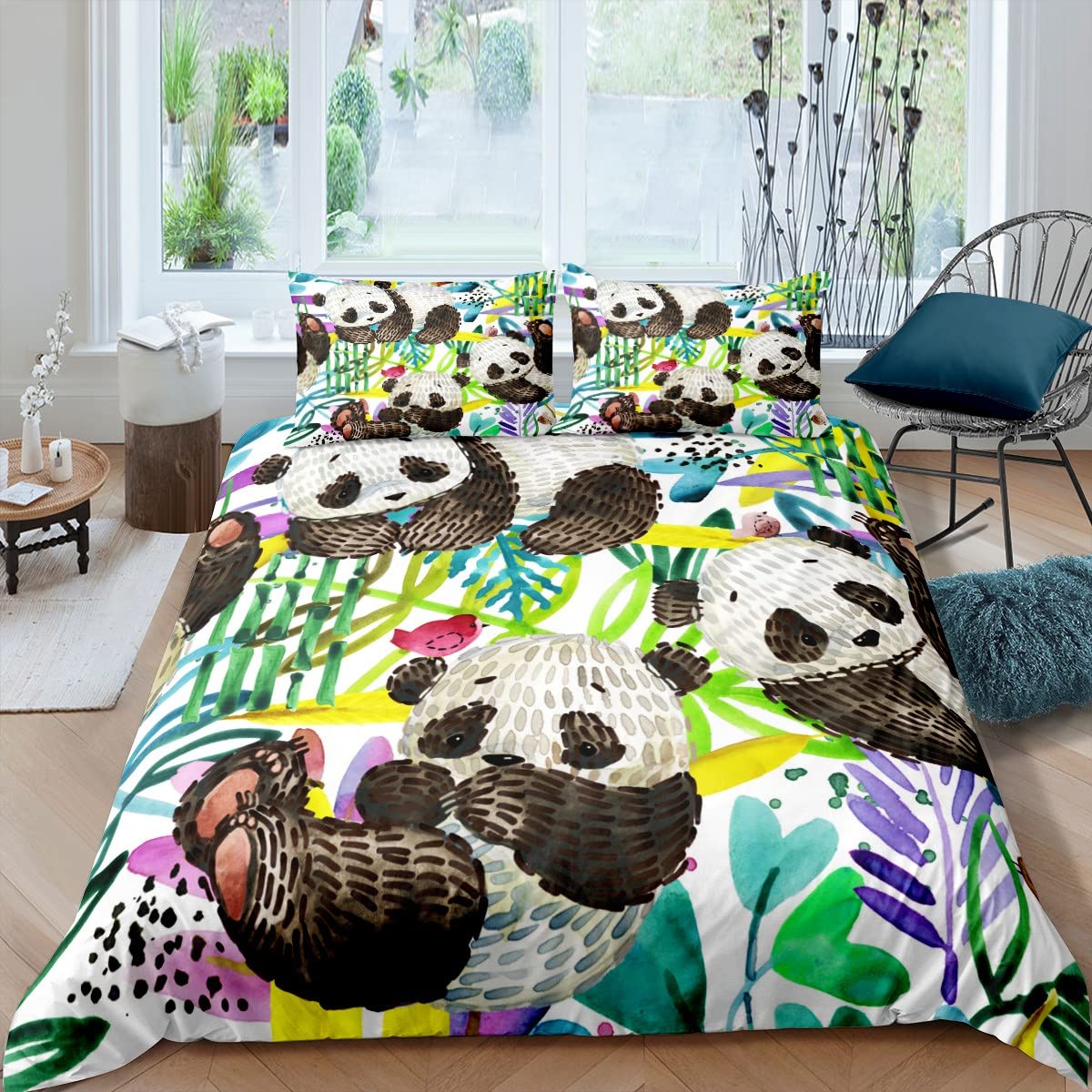 

3D Панда одеяло покрывало королевского размера милый Панда пододеяльник бамбуковый комплект постельного белья пододеяльник для детей мальчиков девочек подростков 3 предмета EU single(135x200cm)