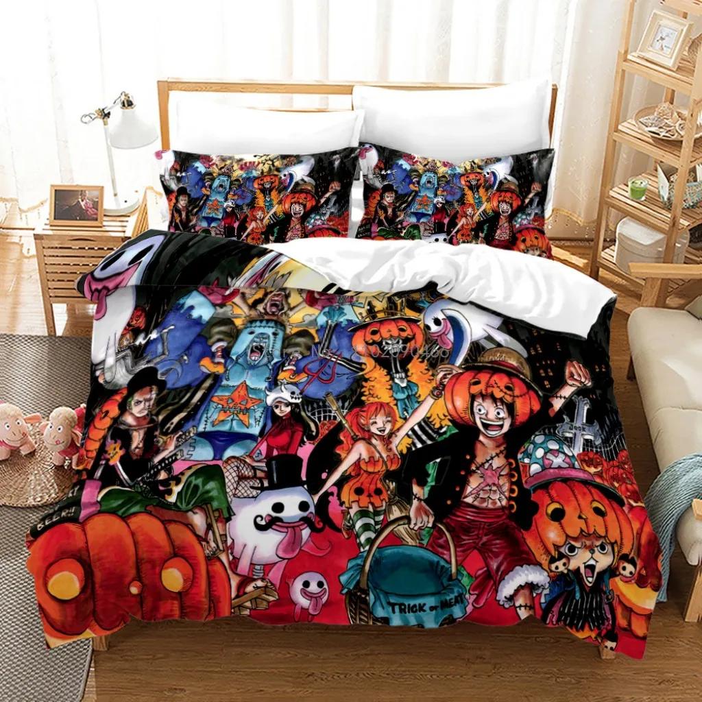 Hot Sell One Piece Bedding Set Quilt Cover Luffy Pillowcase Cartoon Anime Duvet Cover Bedding Suit Christmas Gift For Kids