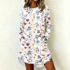 Women's Casual Floral Print Long Sleeve Round Neck Dress