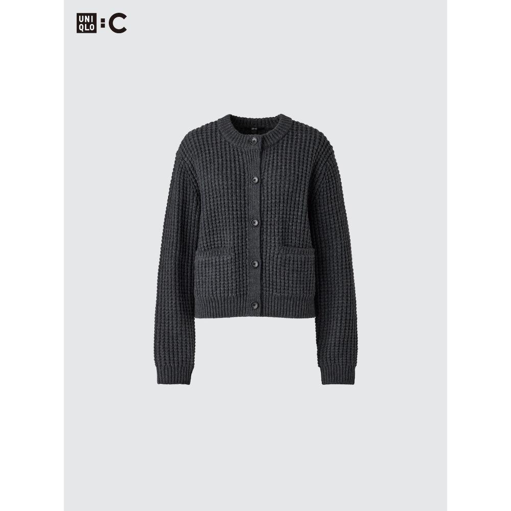Uniqlo Waffle Knit Crew Neck Cardigan