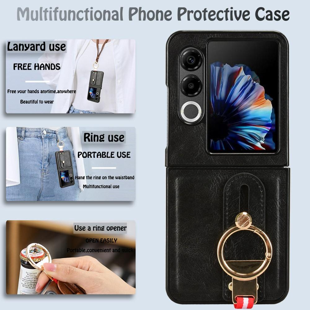 For ZTE Nubia Flip2 5G A404ZT Case Wristband Kickstand Leather+PC+TPU Phone Cover with Bottle Opener