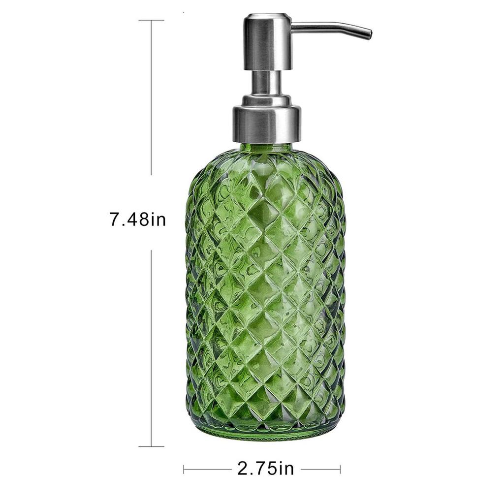 Glass Soap Dispenser Maual Liquid Soap Dispenser Bottle Refillable with 304 Stainless Steel Pump for Laundry Hotel Kitchen