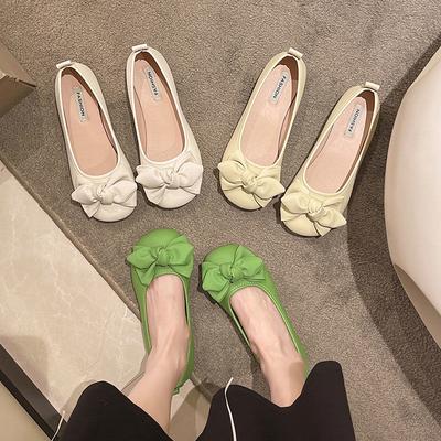 French Evening Wind Single Shoes Soft Sole 2025 Spring and Summer Thin Retro Bow Light Mouth Laden Shoes Gentle Wind Doudou Shoes