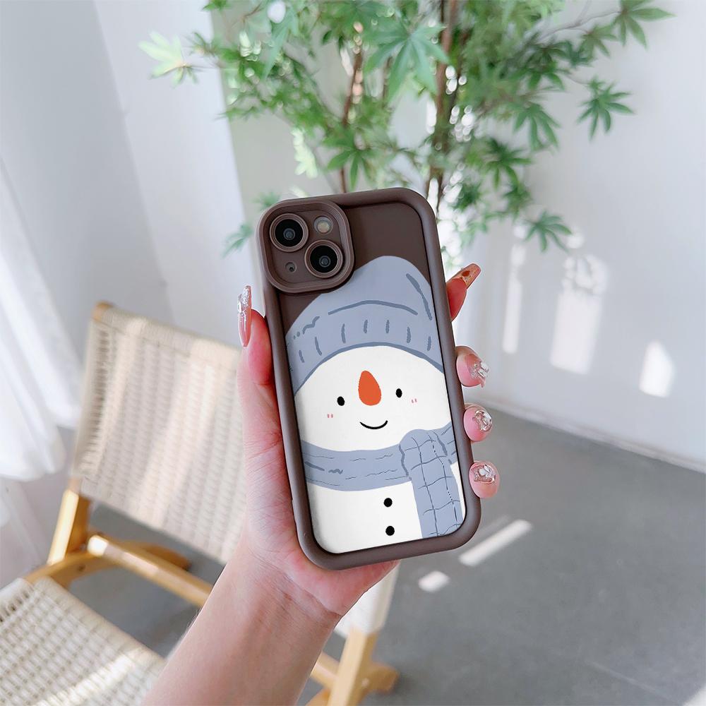 Cute Snowman Pattern Soft TPU Phone Case for iPhone 17 Air 16 15 14 Pro Max Plus 13 12 Mini 8 7 X Xs Back Cover