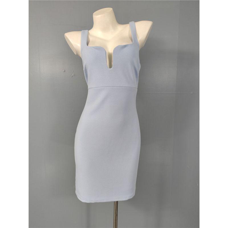 

Экспорт Однотонное AQ Home Сексуальное Платье с Глубоким V-вырезом, на Косточках, на Бретелях, с Открытой Спиной, Облегающее Бедра, Костюм для Ежегодного Банкета Light Blue (no waist) S