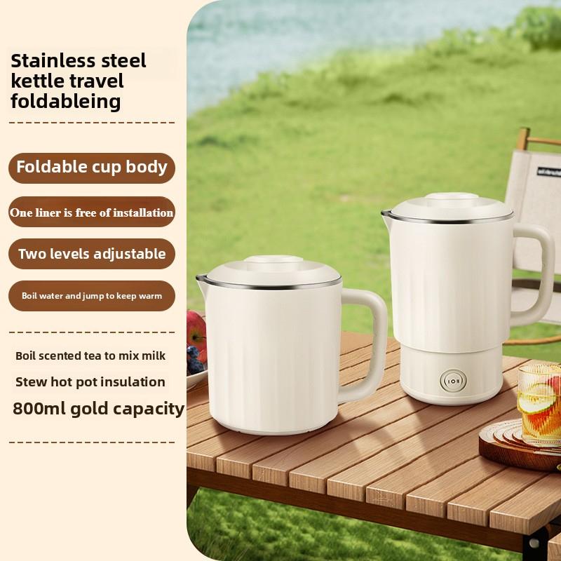 

New Portable Outdoor Folding Electric Kettle 316 Stainless Steel Travel Household Hot Water Boiling Cup Food Grade Small Kettle UK грязно-белый
