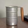 380ml/500ML stainless steel retro beer cup, wooden handle anti fall camping cup, outdoor style travel coffee cup, household cup