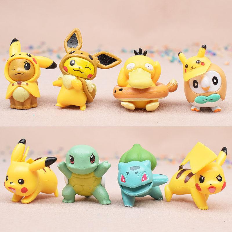 In Stock Anime Figure Pok  Mon Cosplay Animal  Car Cake Decoration Cute Mini Action Figure Toy Birthday Surprise Gift