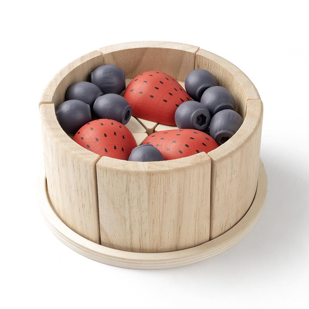 Children Pretend Play Kitchen Toys Wooden Simulation Blueberry Strawberry Birthday Cake Kids Role House Play Educational Toys