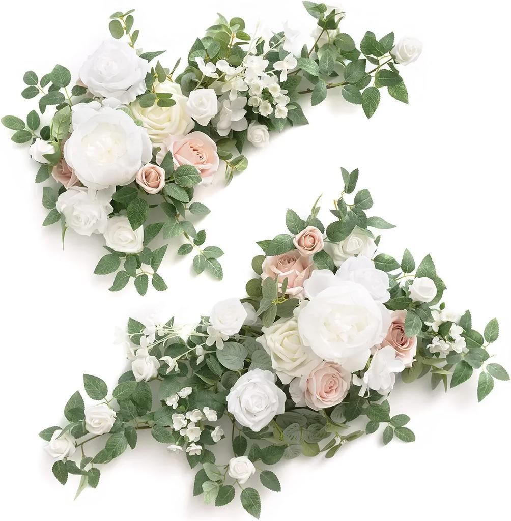2PCS Artificial Floral Swags Centerpieces Wedding Flower Greenery Arrangements for Table Car Wall Window Arch Home Garden Decor