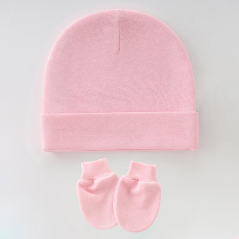 3 Set Baby Bonnet Hat Feature Foldable Cuff with Mittens Cotton Fabric Gentle On Skin Multiple Color Available
