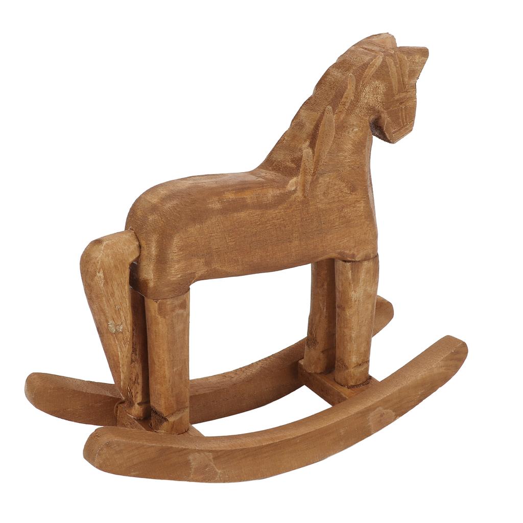 Rocking Horse Decor Handcrafted Pine Horse Ornaments Wooden Horse Toy for Bedside Table Bookrack