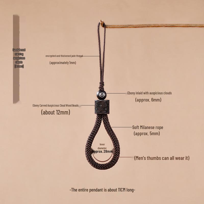 Handy-Lanyard: Handgewebter Sandelholzring, Retro-Schlüsselanhänger für Handys, USB-Sticks und Schlüssel.