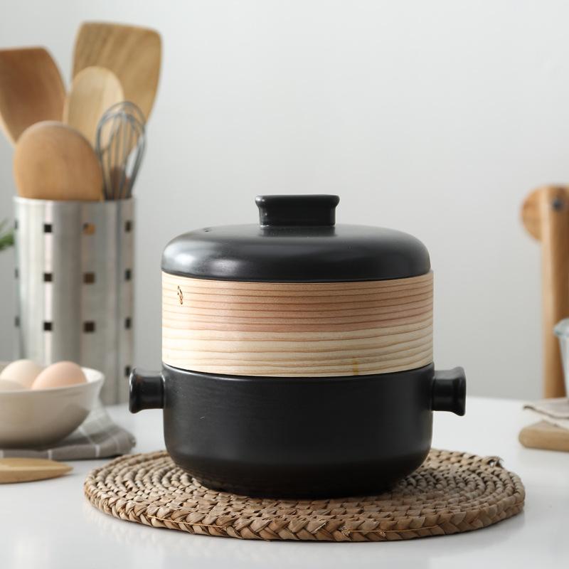 Japanese Style Steamer Casserole Ceramic Soup Pot Household High Temperature Stew Pot Steamer Porridge Rice Casserole