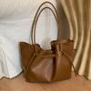 PU Tote Bag with Drawstring Closure Large Capacity Fashion Shoulder Bag