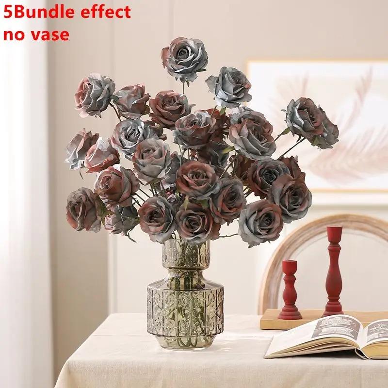

65cm Artificial Flower Artificial Silk Rose Bouquet DIY Flower Home Decor Flower Vase Arrangement Bridal Shower Wedding Decor 1Pcs