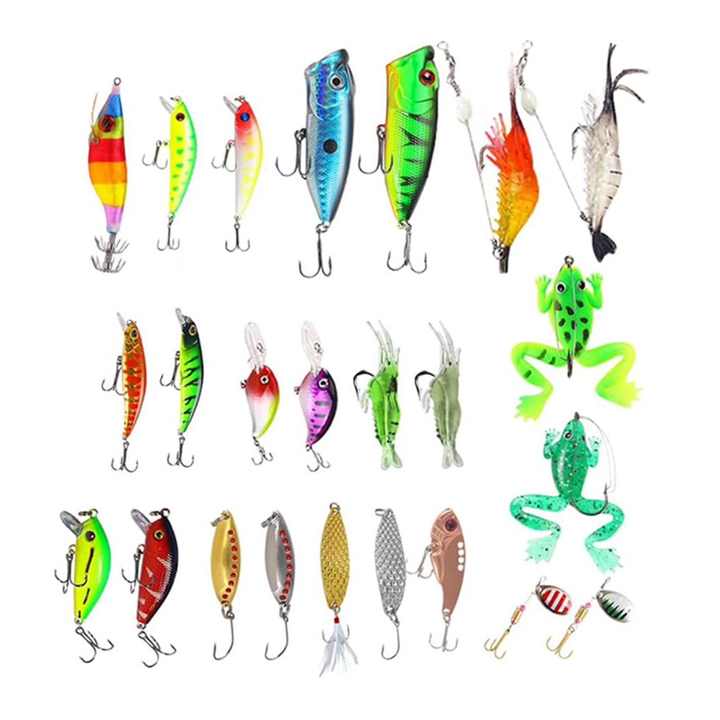 24PCS Fishing Lure Kit Multi-Lure Tackle Set 24 Days Countdown To Holiday Fishing Bait Calendar Christmas Gifts For Fisher Men