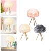 Feather Shade Table Lamp Modern Bedroom Bedside Desk Night Light Decor White
