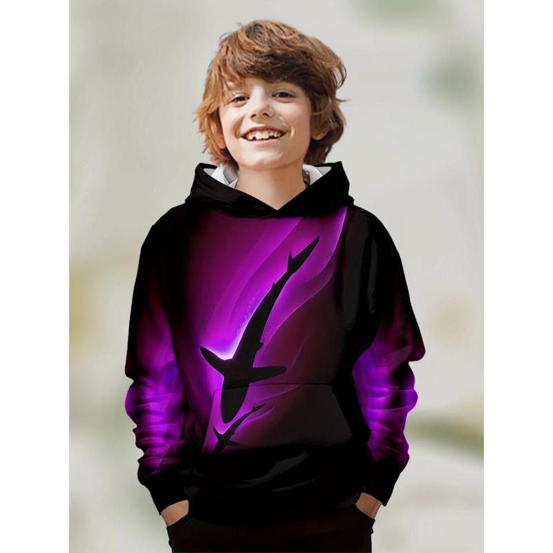 Autumn 3D Creative Fish Pattern Printed Hoodies Fashionable Casual Sports Long Sleeved Children's Boy Hooded Sweatshirts