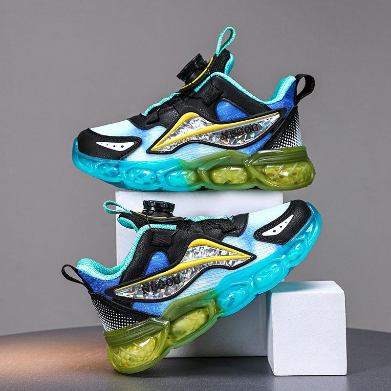 

2025 spring new boys sports shoes rotating button lightweight non-slip running shoes middle and large children and primary school students running sho 28