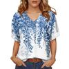 Women's Fashionable Casual Everyday Versatile Floral Print Slim-Fit Summer Short-Sleeve Top