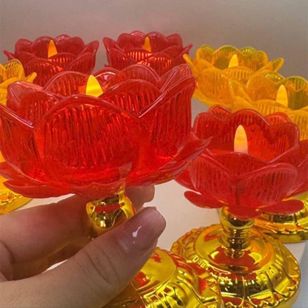 2Pcs Creative Electronic Lotus Lamp Ornament Lotus Shaped Swing Flameless Candles  Home Decor