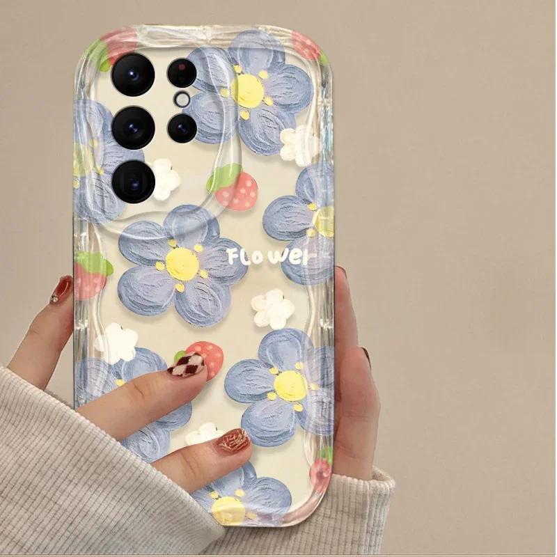 

Oil Painting Flower Wave Phone Case For Samsung Galaxy S23 S24 S25 S26 Ultra S22 S21 S20 Plus FE A15 A16 A34 A35 A54 A55 Cover Galaxy S21