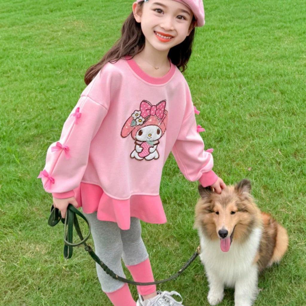 Girls' Toddler Long Sleeve Korean Style Casual Sweatshirt and Dress Set for Spring and Autumn