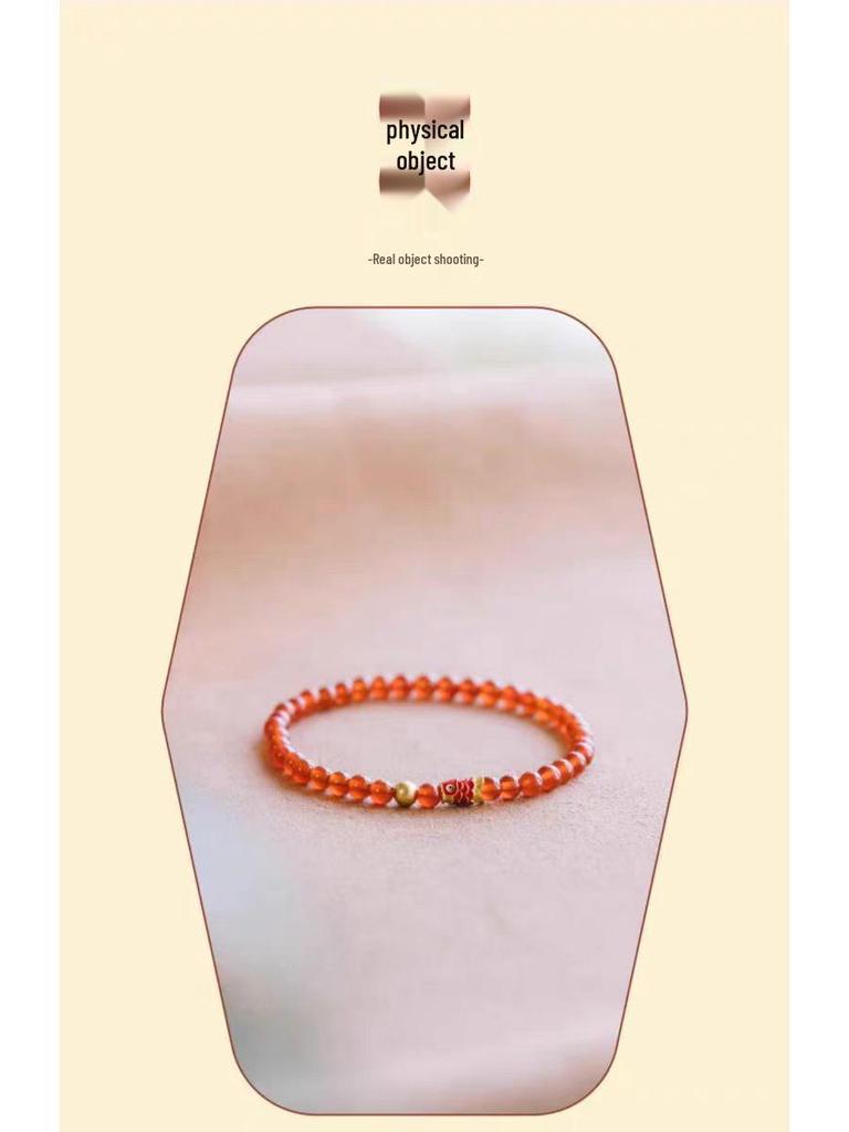 Elegant 6A Red Agate Bracelet with Koi Red Crystal Beads - Trendy Red Rope Style for Girls