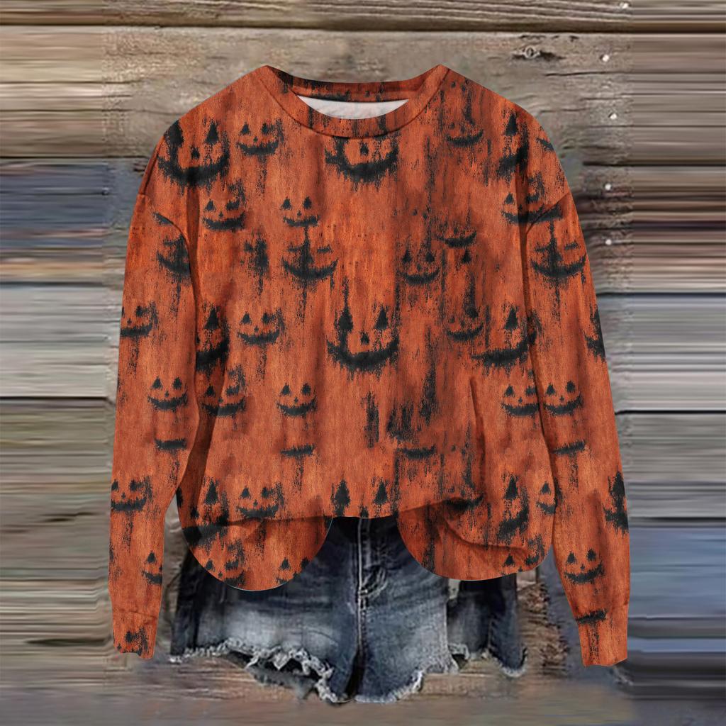 Dámská móda Tištěný top mikina s dlouhým rukávem volného střihu s kulatým výstřihem podzim