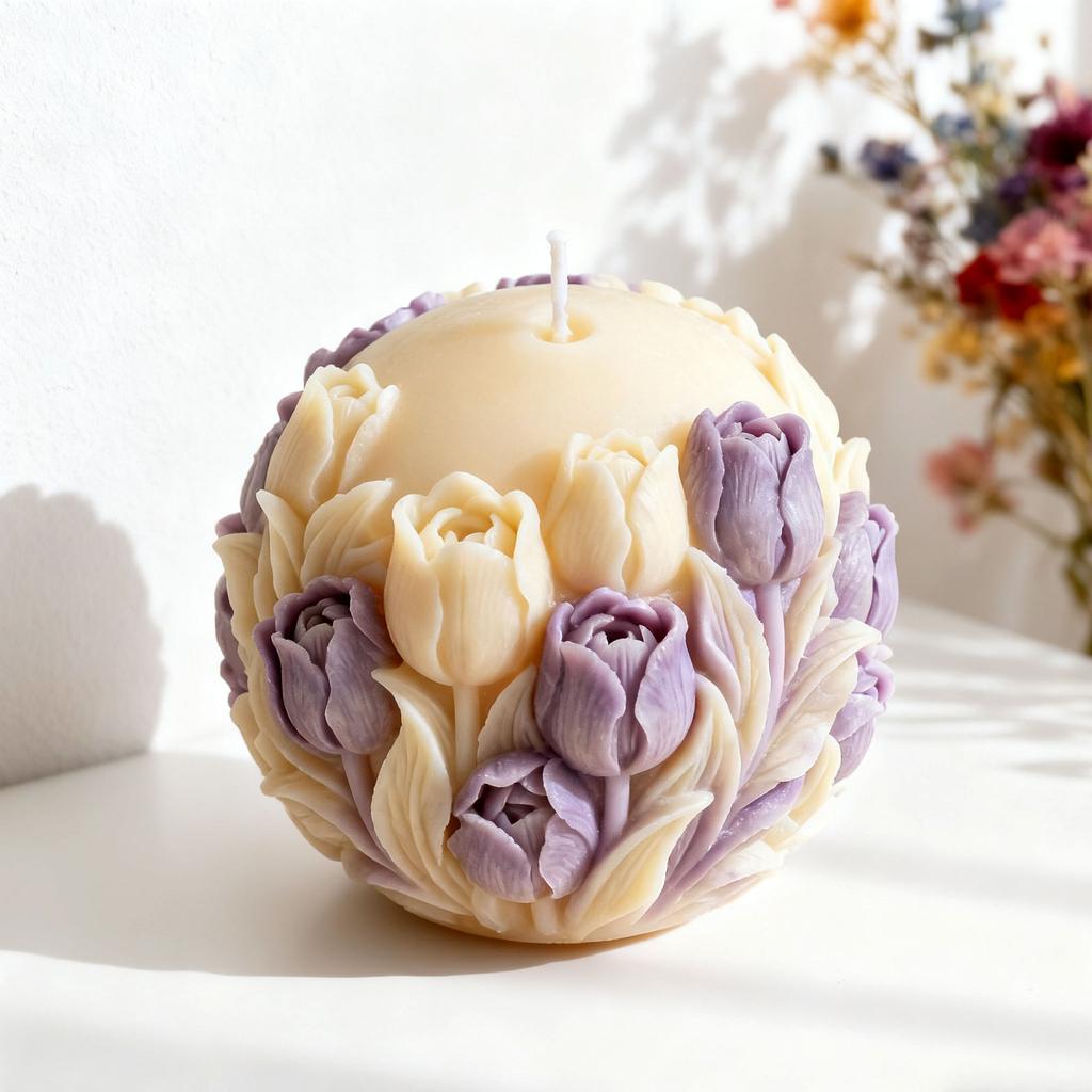 Tulip Flower Ball Candle Mold Floral Sphere Silicone Mold DIY Aromatherapy Wax Plaster Diffuser Stone Home Decor