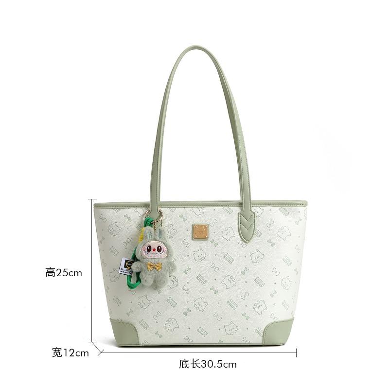 

Embossed tote bag girl heart versatile large capacity commuter student shoulder handbag sewing line hand carry