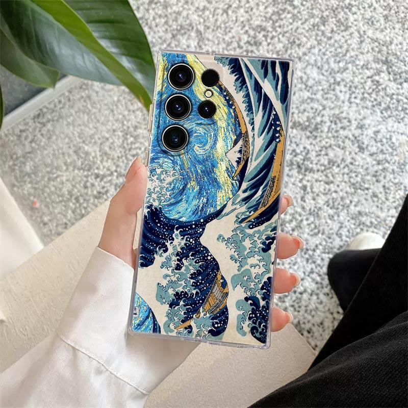 Big Wave Dragon God Sea S25FE Clear Case For Samsung Galaxy S26 S25 S24 S23 Ultra S20 S21 FE S22 Plus S26 Ultra Soft Phone Cover