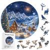 Wooden Puzzle Christmas Snow Scene Small Animal Shape Puzzle Flat Wooden Puzzle
