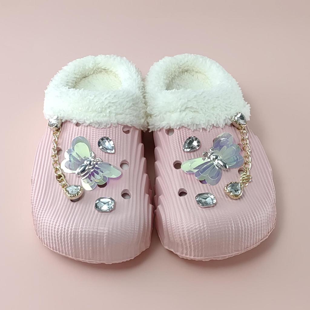 2025 Mode Bequeme Baumwolle Schmetterlingspantoffeln für Zuhause - Unisex Flache Sohle Warm Kettenstil