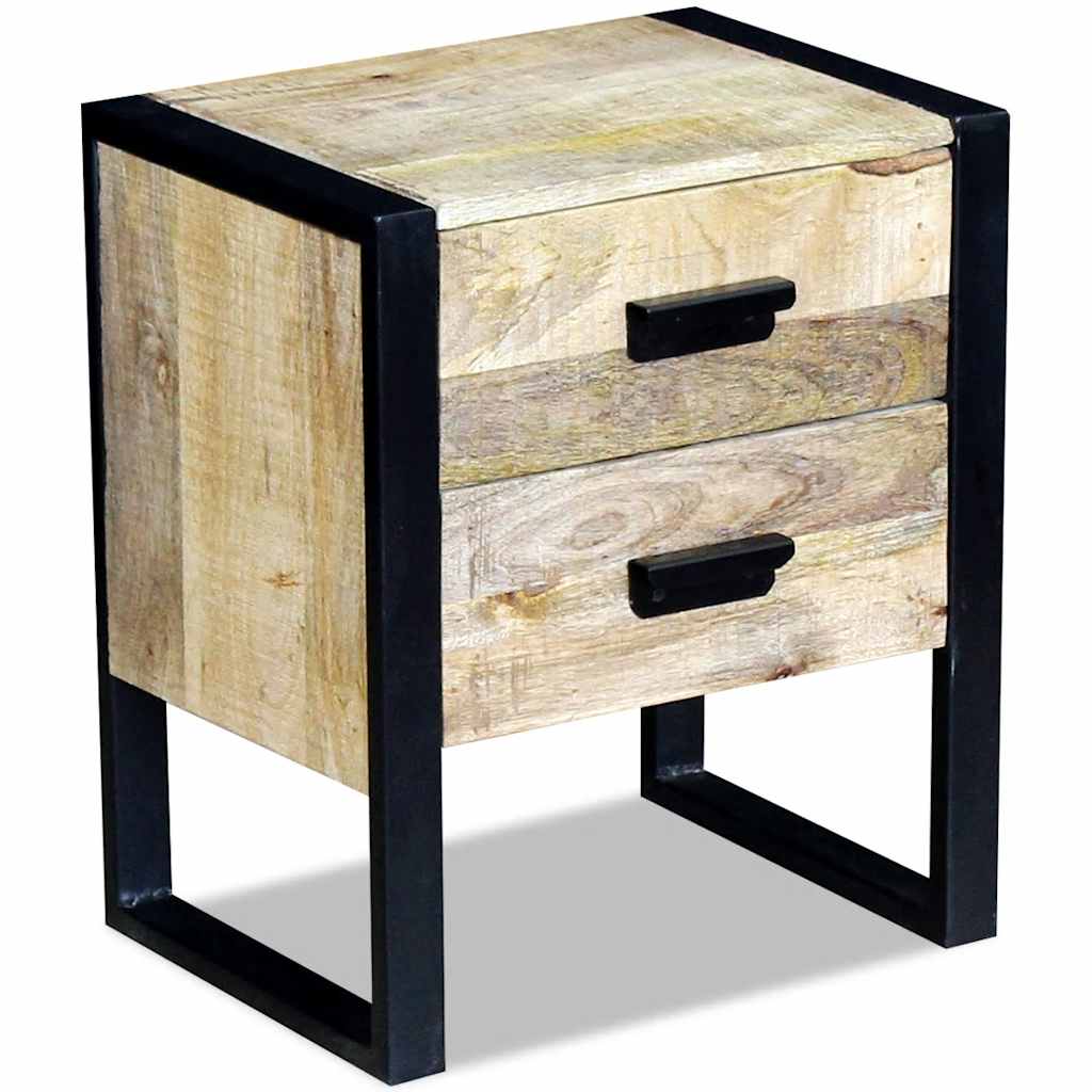 Side Table with 2 Drawers Mango Wood 43 x 33 x 51 cm