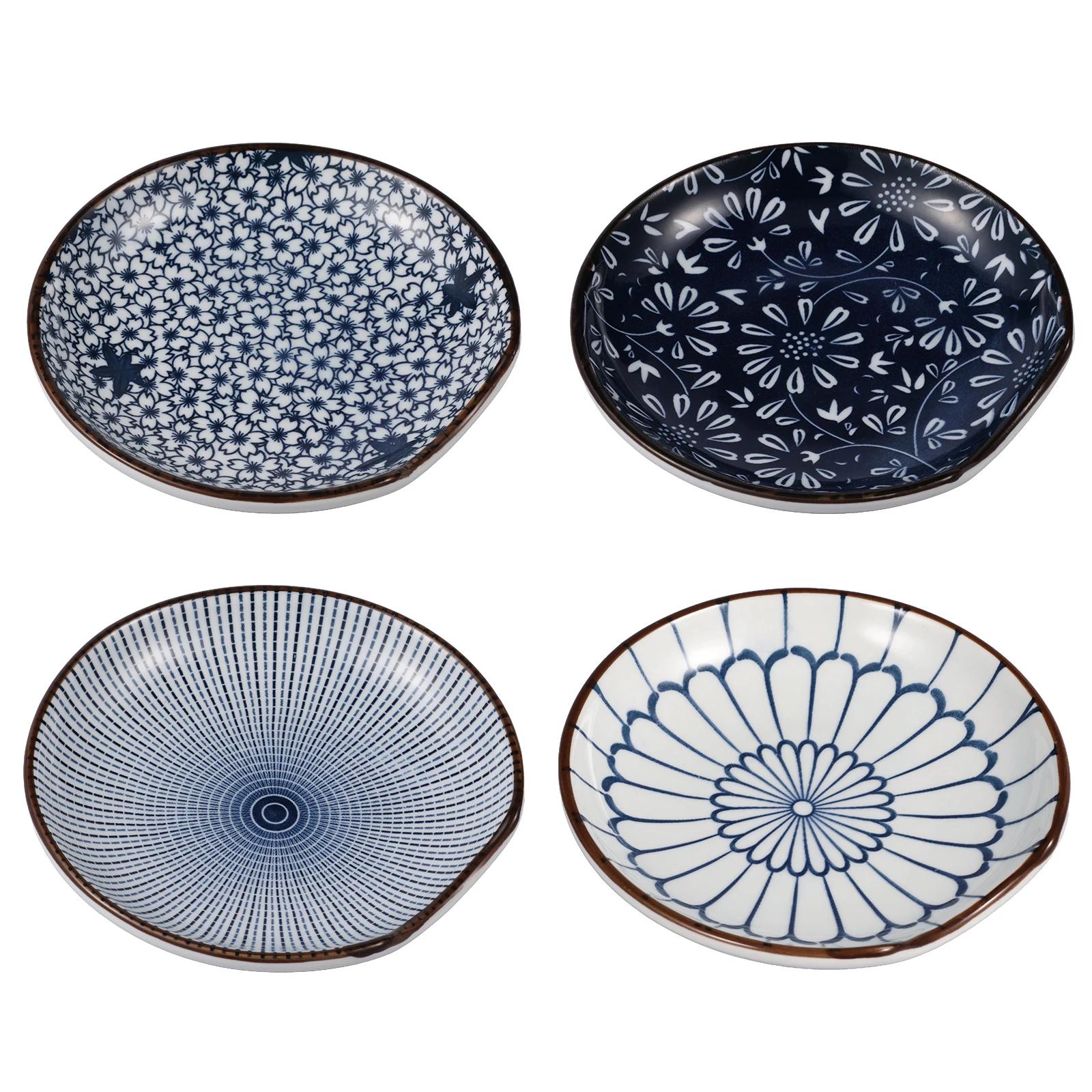 

4 шт. Керамическая миска в японском стиле, подставка для ложки, практичная подставка для ложки, декоративный набор подставок для ложек, микроволновая печь и духовка, посуда