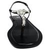Zara Rhinestone Embellished Toe Post Flat Sandals Black Women 11606410800