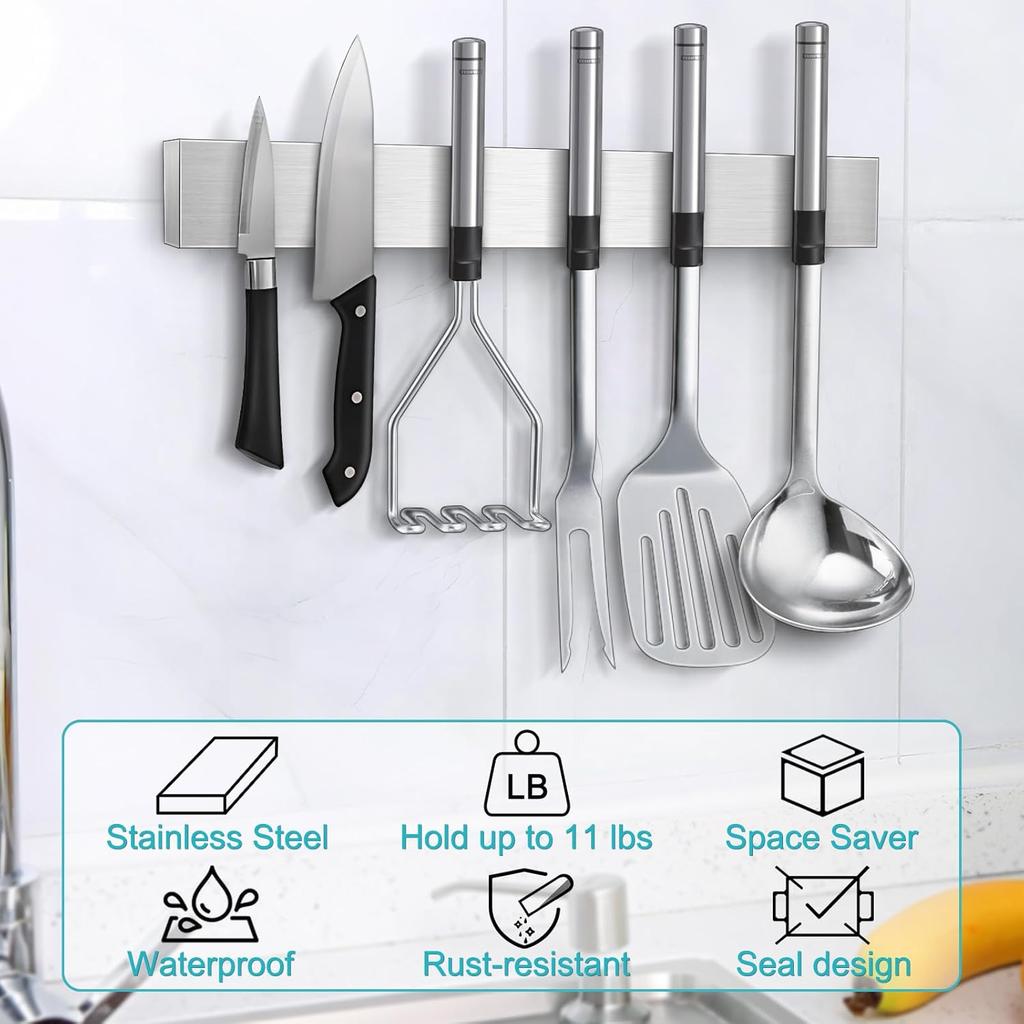 Magnetic Knife Holder for Wall, Knife Magnetic Strip Magnetic Knife Holder for Refrigerator Mount Knife Rack Kitchen Utensil Holder Metal Tool Holder