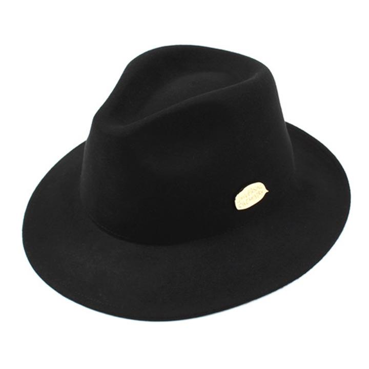Yunibeosyeolkemiseuteuli Gold Metal Wool Short Fedora Bk Wool Fedora