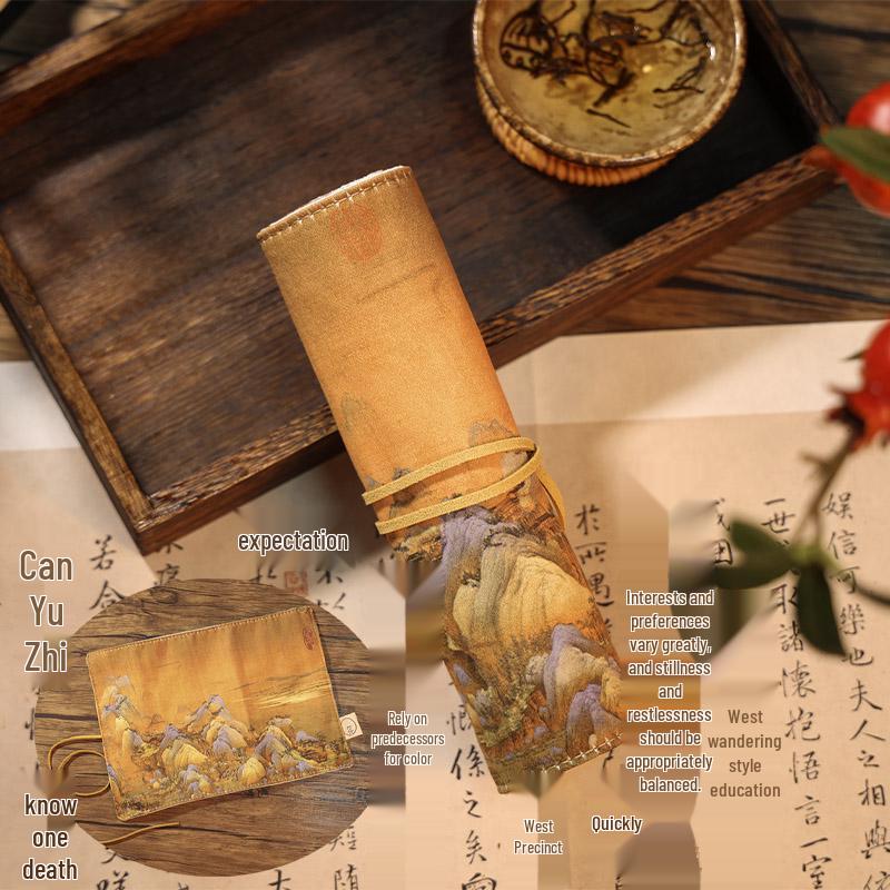 Jiujiu Stationery Creative Chinese Style Retro Roller Blind Pencil Case - Large Capacity Japanese Fabric