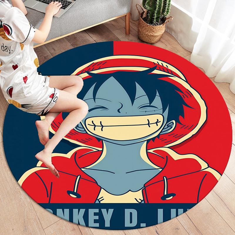 One Piece Monkey D Luffy Round Area Rug Carpet Rug For Living Room Bedroom Sofa Playroom Decor Nonslip Floor Mat