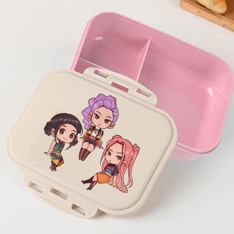 Portable Office Pink kpop Lunch Box Anime Food Storage Containers for k Pop School Picnic Lunchbox Office Dinner Case Gift