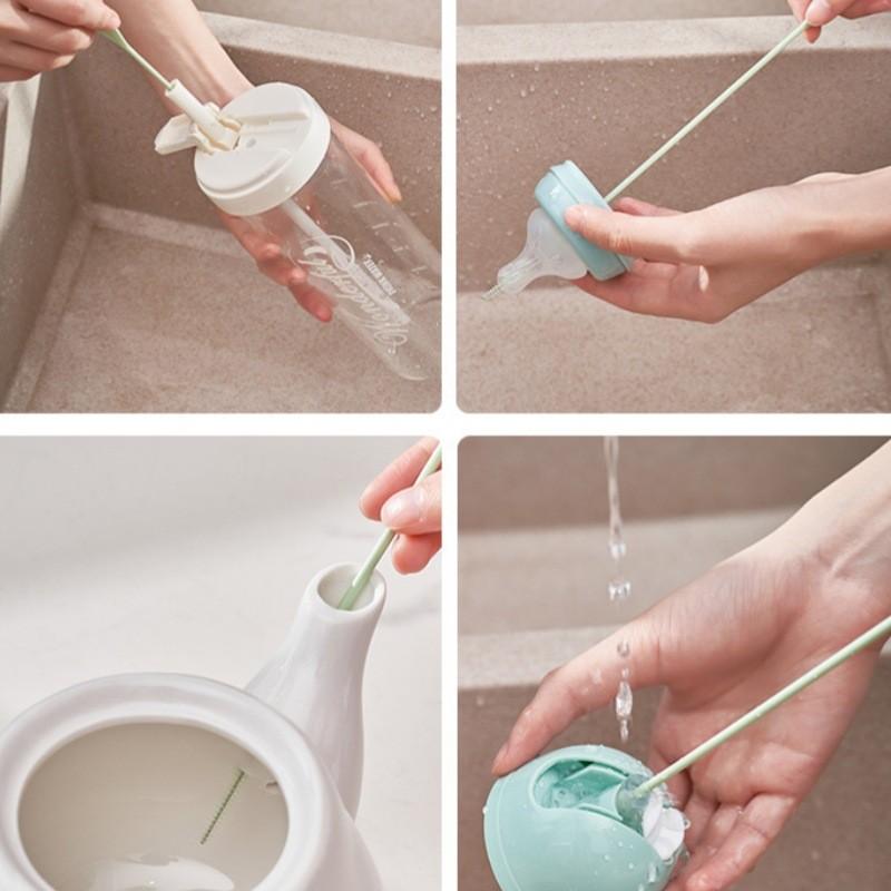 Straw Care Baby Cleaning Brush Set With Durable Pp Nylon For Infant Feeding