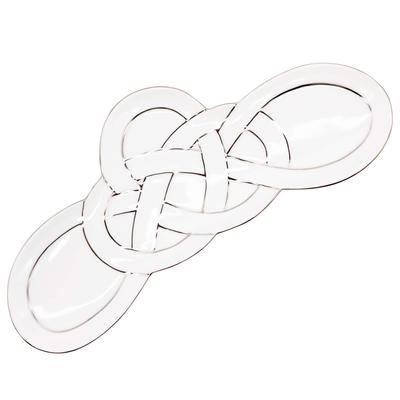 24to3 Nishitomi Ceramics Arita Ware Plate, Tasei Kiln, Rectangular Plate, Approx. 25 X 11 Cm, Pine Knot Design, Platinum, Christmas, New Year's, Table