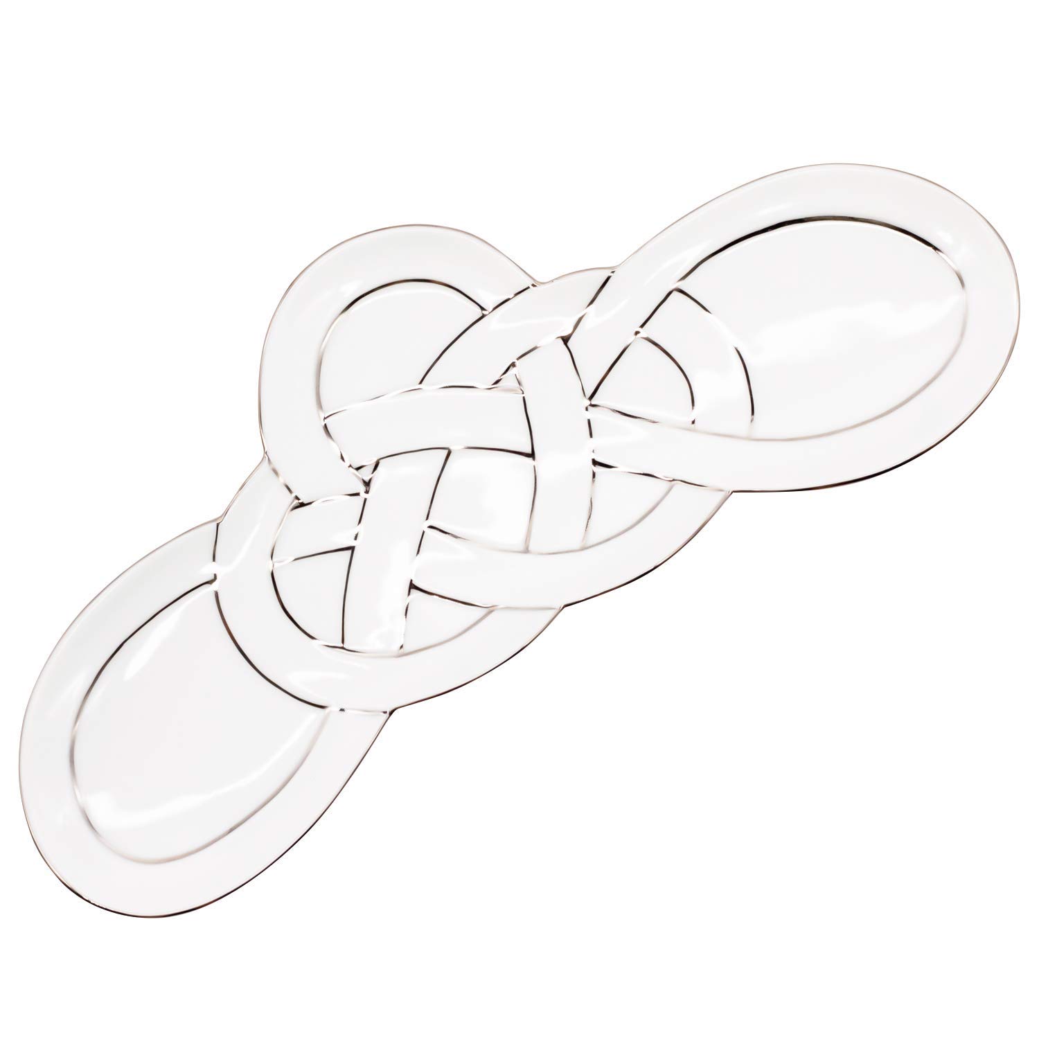 

24to3 Nishitomi Ceramics Arita Ware Plate, Tasei Kiln, Rectangular Plate, Approx. 25 x 11 cm, Pine Knot Design, Platinum, Christmas, New Year s, Table