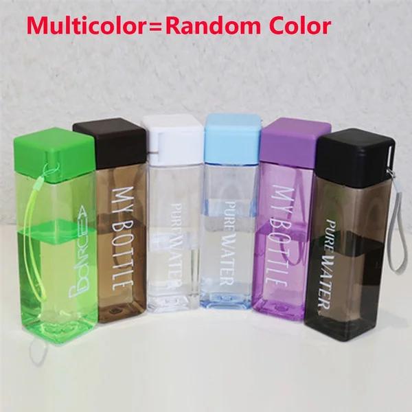 

1 шт. 480 мл Портативный квадратный пластиковый стакан для воды для улицы, бутылки для напитков, сока, воды(Только бутылка) 480ml разноцветный