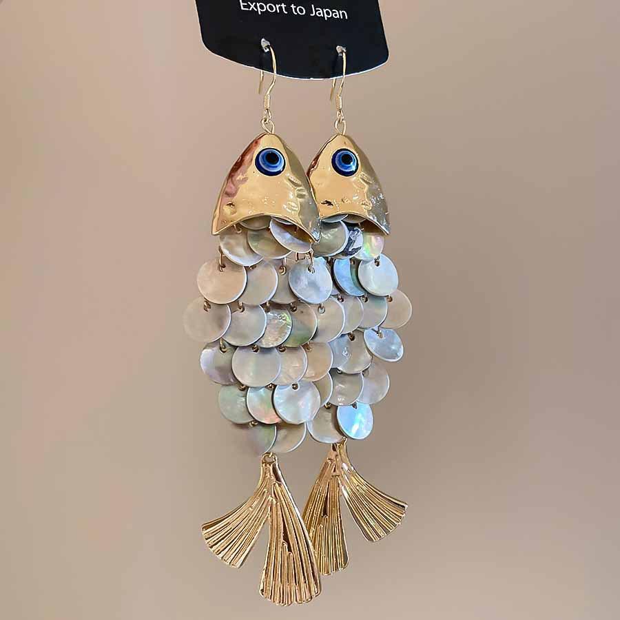 Seaside vacation style flower shell fringed long earrings stud earrings women's earrings design sense