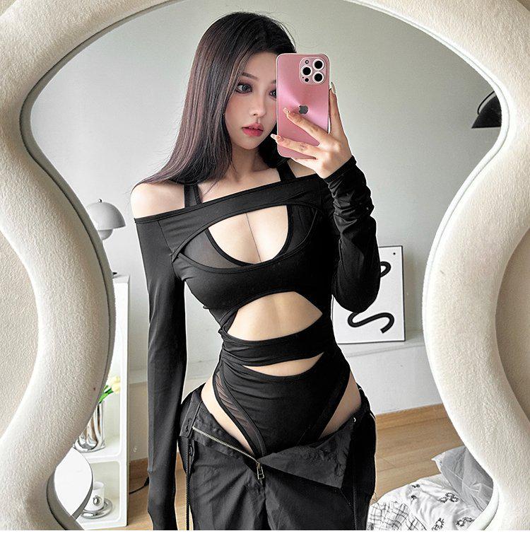 Aesthetic Hollow Design Sexy Slim-Fit Jumpsuit - Trendy Long-Sleeved Style for Women